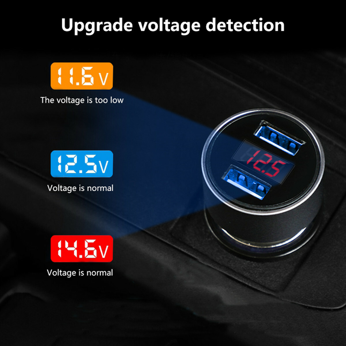 Dual USB Car Charger LED Voltage Display Cigarette Lighter Power Outlet Socket