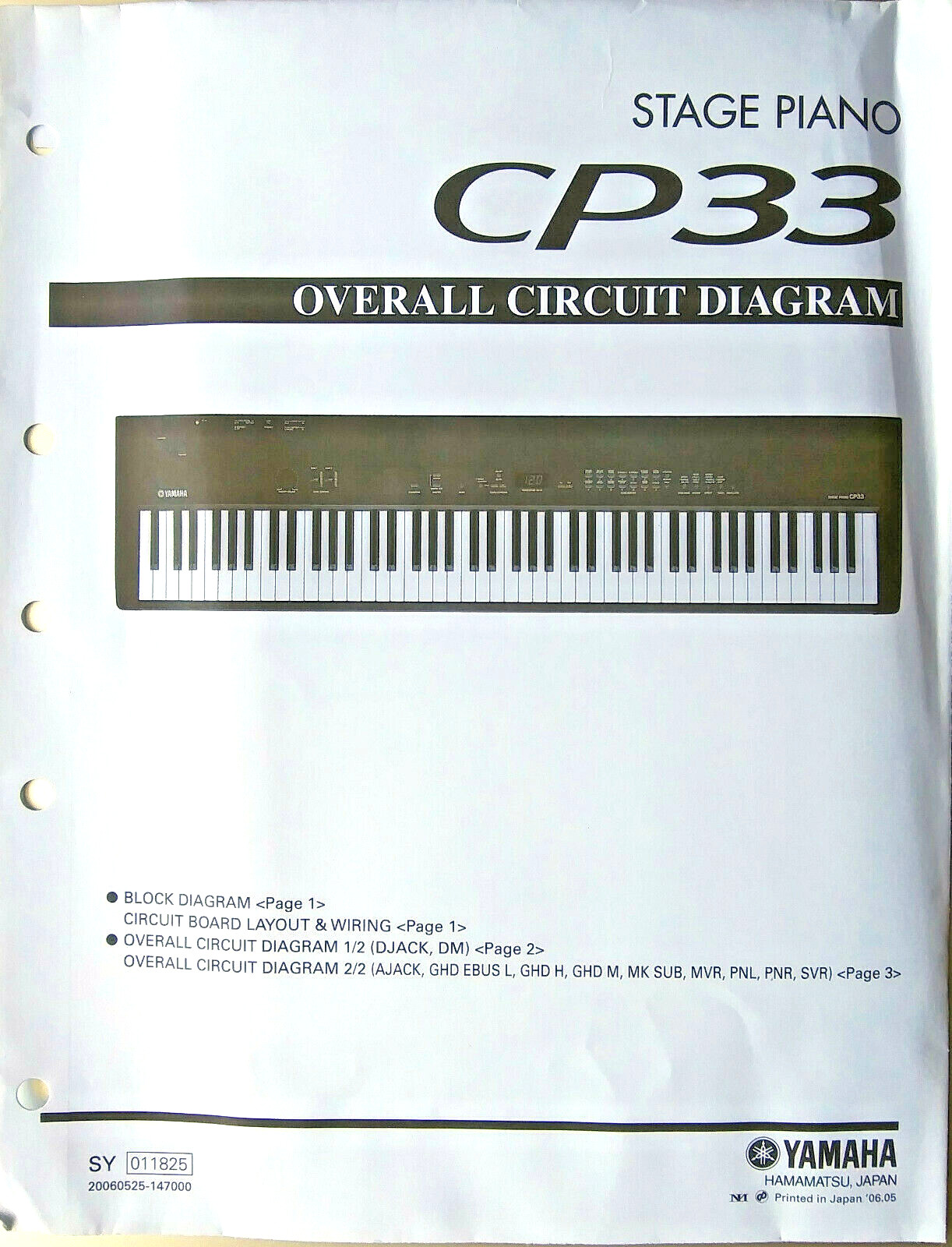 Yamaha CP33 Digital Stage Piano Original Overall Circuit Diagram Sheets in Cover