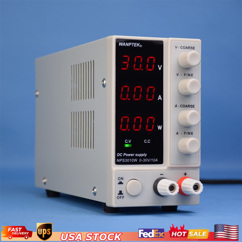 30V 10A Adjustable Lab DC Power Supply Variable Regulated Benchtop Power Source