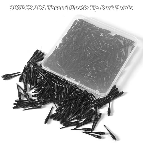 Vastarsky 300 Pack 2BA Thread Plastic Tip Dart Points, Premium Soft Dart Tips