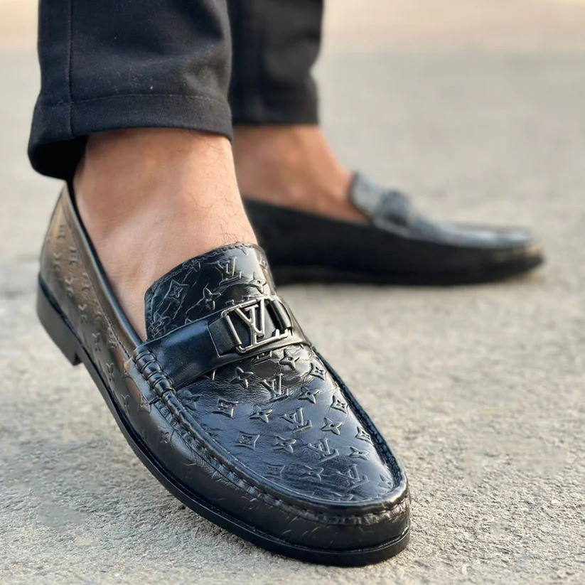 Men's Handmade Leather Shoes, Fashion Loafers, Black Formal Dress Shoes Men's