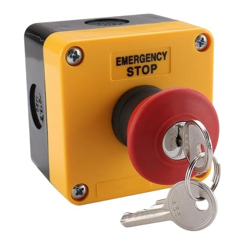 660V Red Sign Emergency Stop Push Button Switch & Key,1NO 1NC 10A,Key