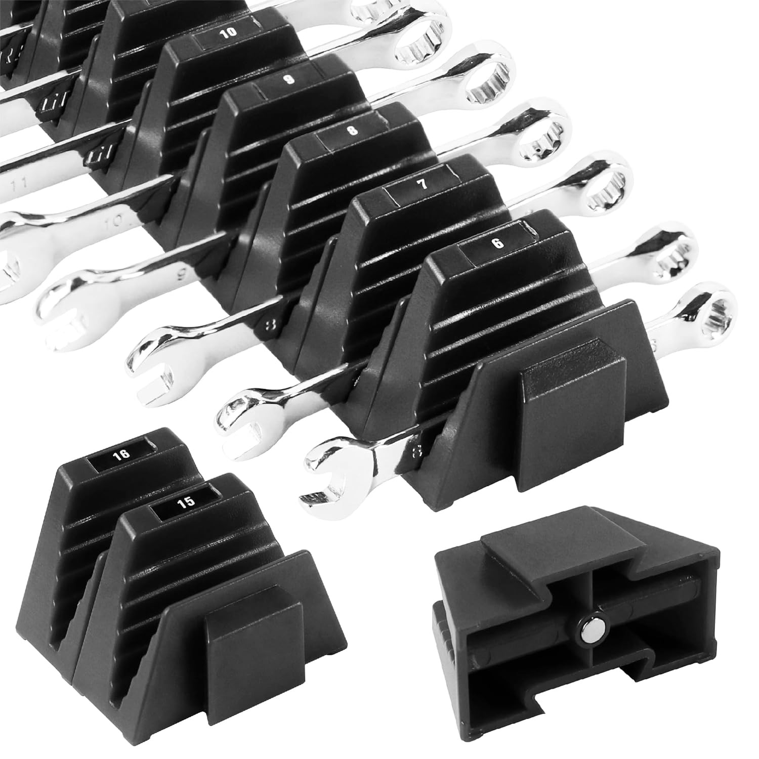 24PC Modular Magnetic Wrench Organizer Tool Box Drawer Storage Solutions Holder