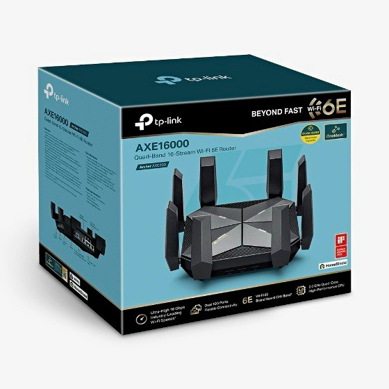 TP-LINK Archer AXE300 AXE16000 Quad-Band Wi-Fi 6E Router, 4 LAN, VPN, OneMesh