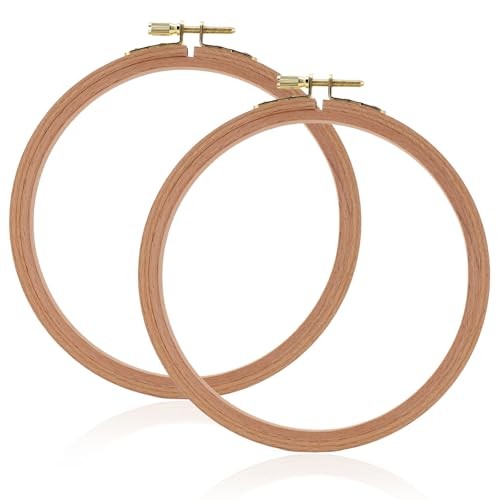 Clofiak 2Pcs 6 Inch Wooden Embroidery Hoops, Beech Cross Stitch Frame with