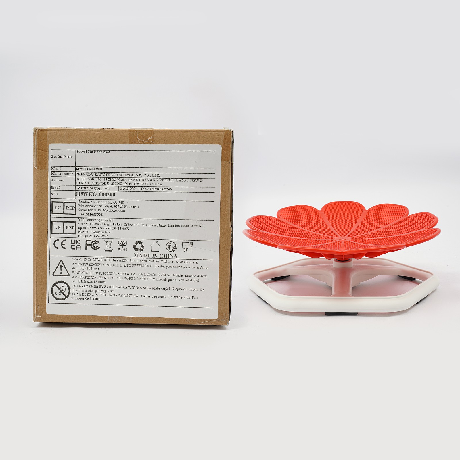 360° Spinning Seat Red 47cm Swivel Chair for children aged 3 years old and above