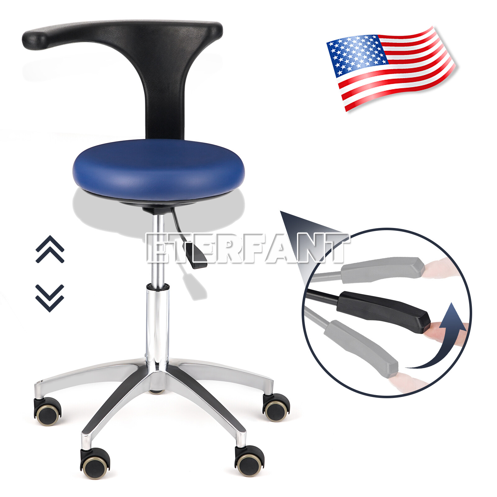 Dental Adjustable Mobile Chair/Medical Microscope Stool Chair with Armrest