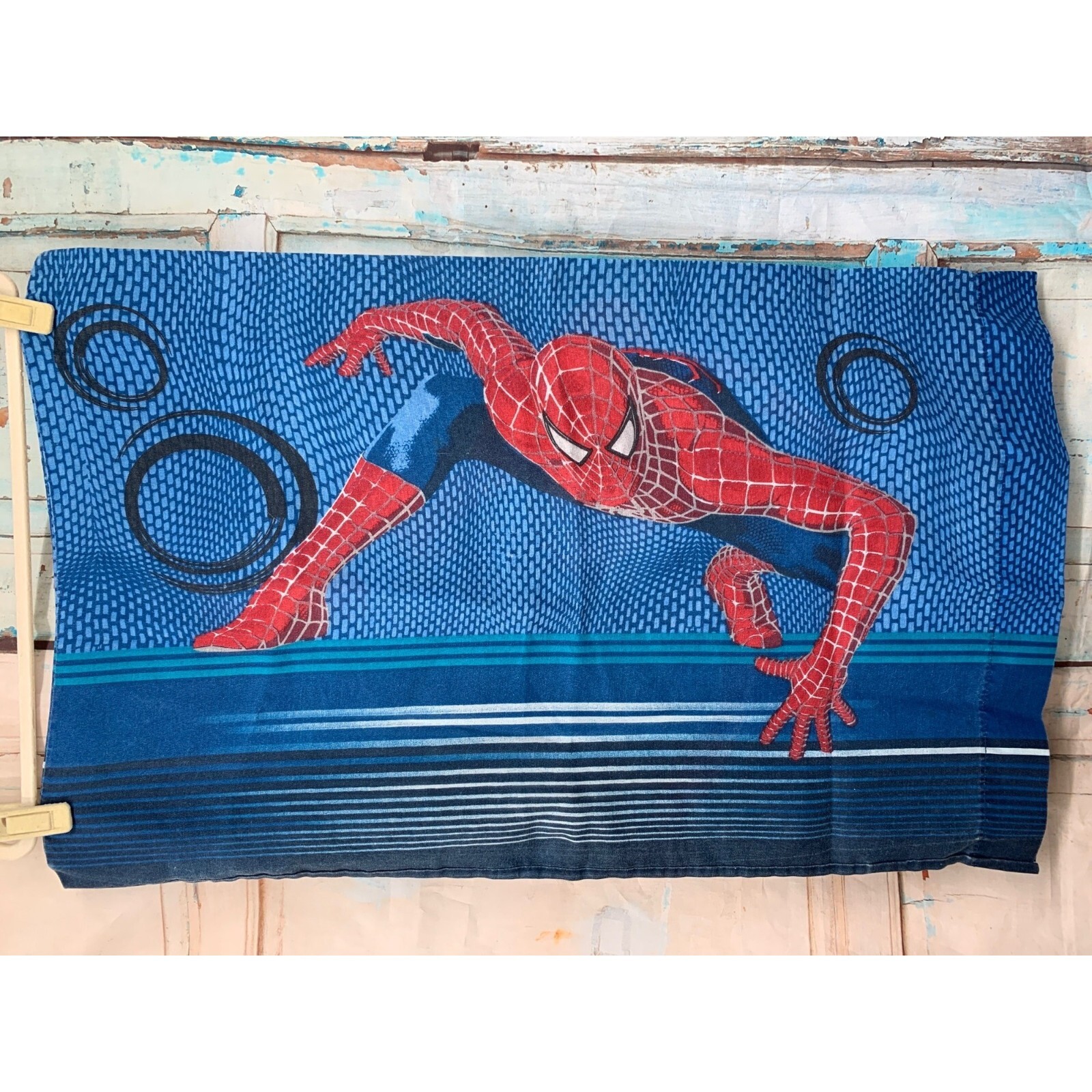 Spiderman Pillowcase Standard Blue Red Vintage