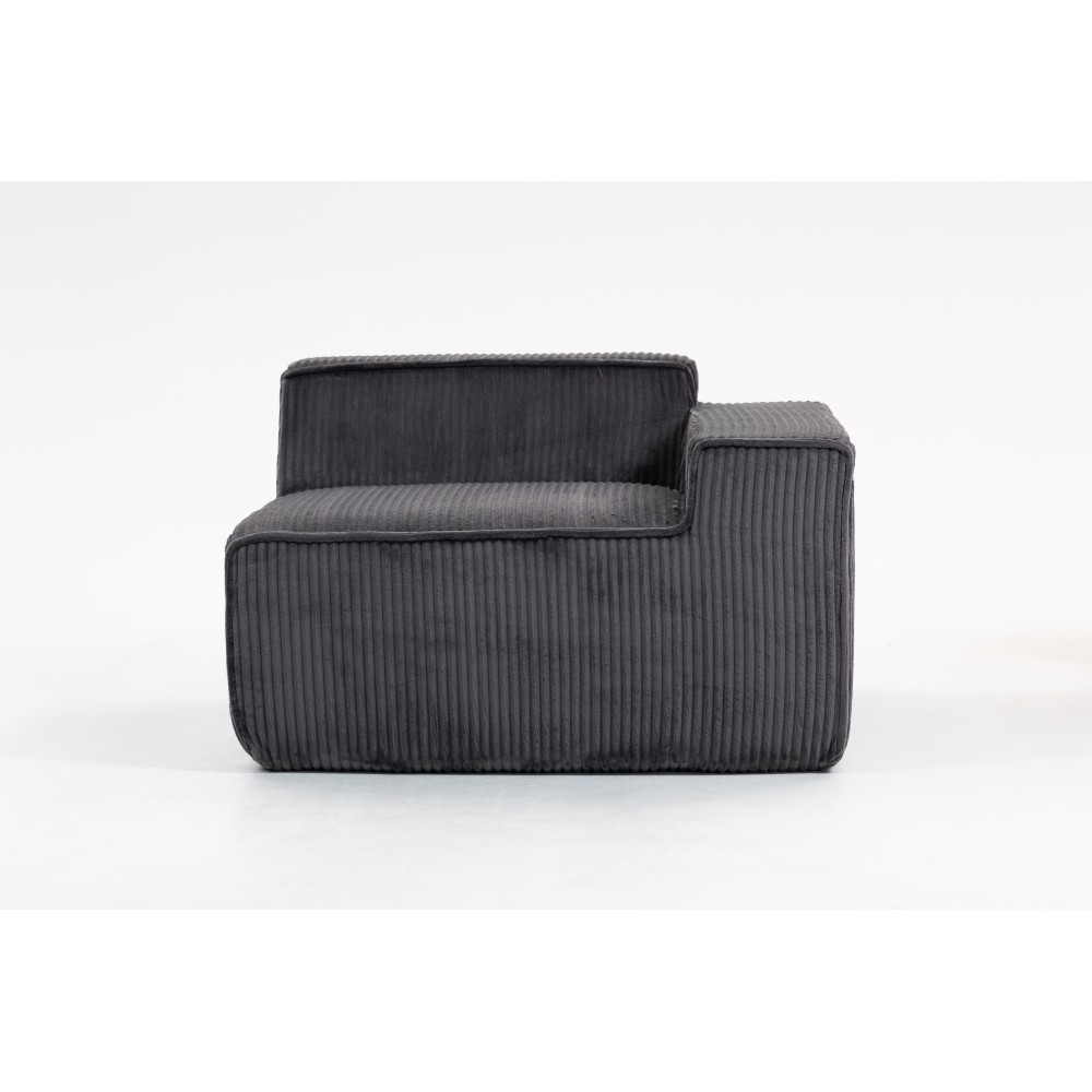 Dark Gray Corduroy Modular Sectional Sofa, 3-Seat Deep Seating