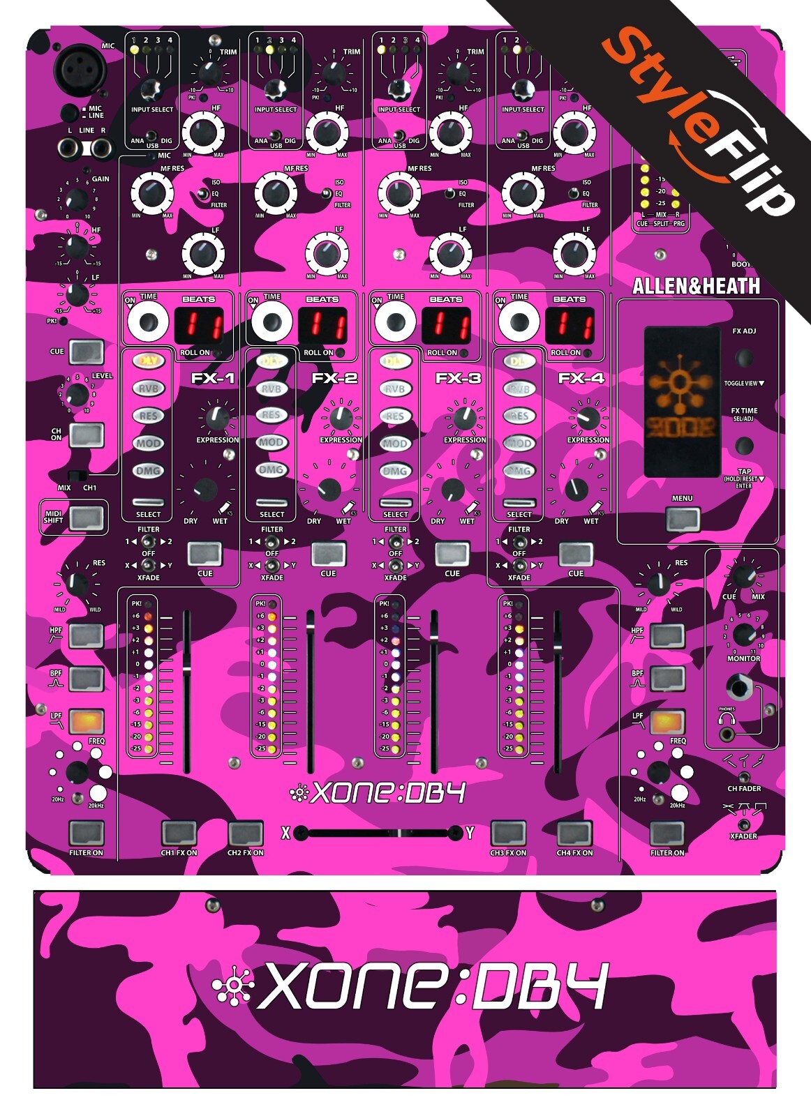 Allen & Heath XONE DB4 Skins | Pink Camo | Protective Decal | StyleFlip Skins