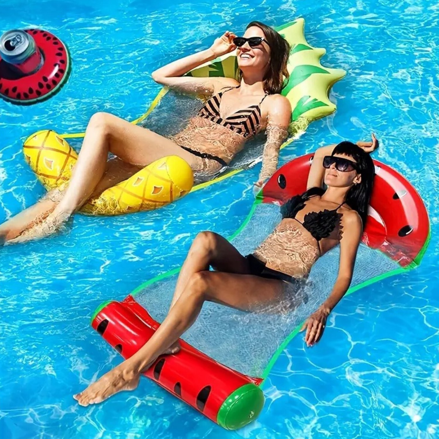 HBN Fruit Inflatable Pool Hammock Float, 2 Pack Water Lounges, Multi-Purpose