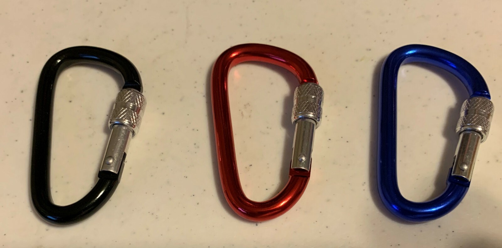 Carabiners Clip Set 12 Locking D Ring Shape NEW  (4 of each color or request)