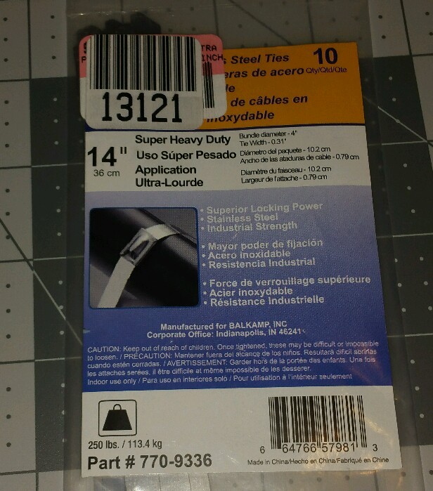 NAPA 14" Heavy Duty Stainless Steel Cable Zip Ties 250 Lbs 10 Ct 770-9336