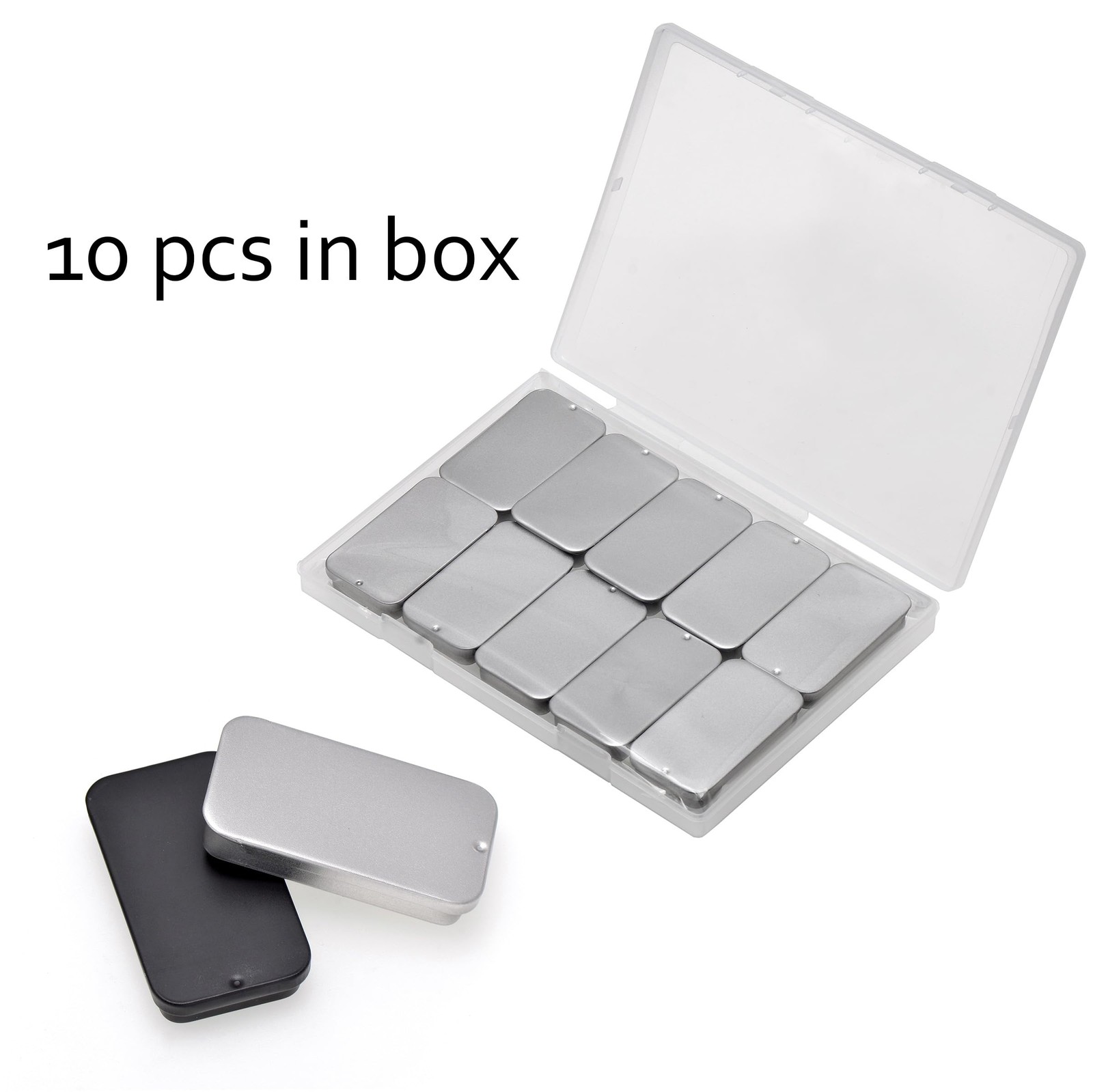 Tiny Tin Box Containers 10 Pack Slide Top Mini Storage 2.36 x 1.34 inch