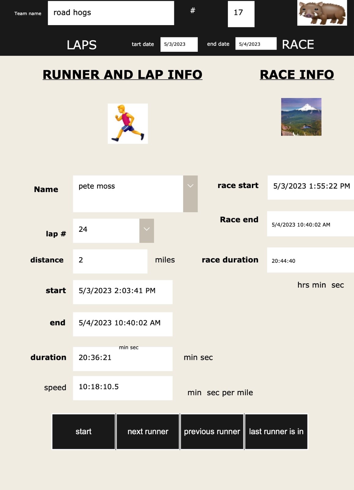 iPad software for Hood to Coast relay