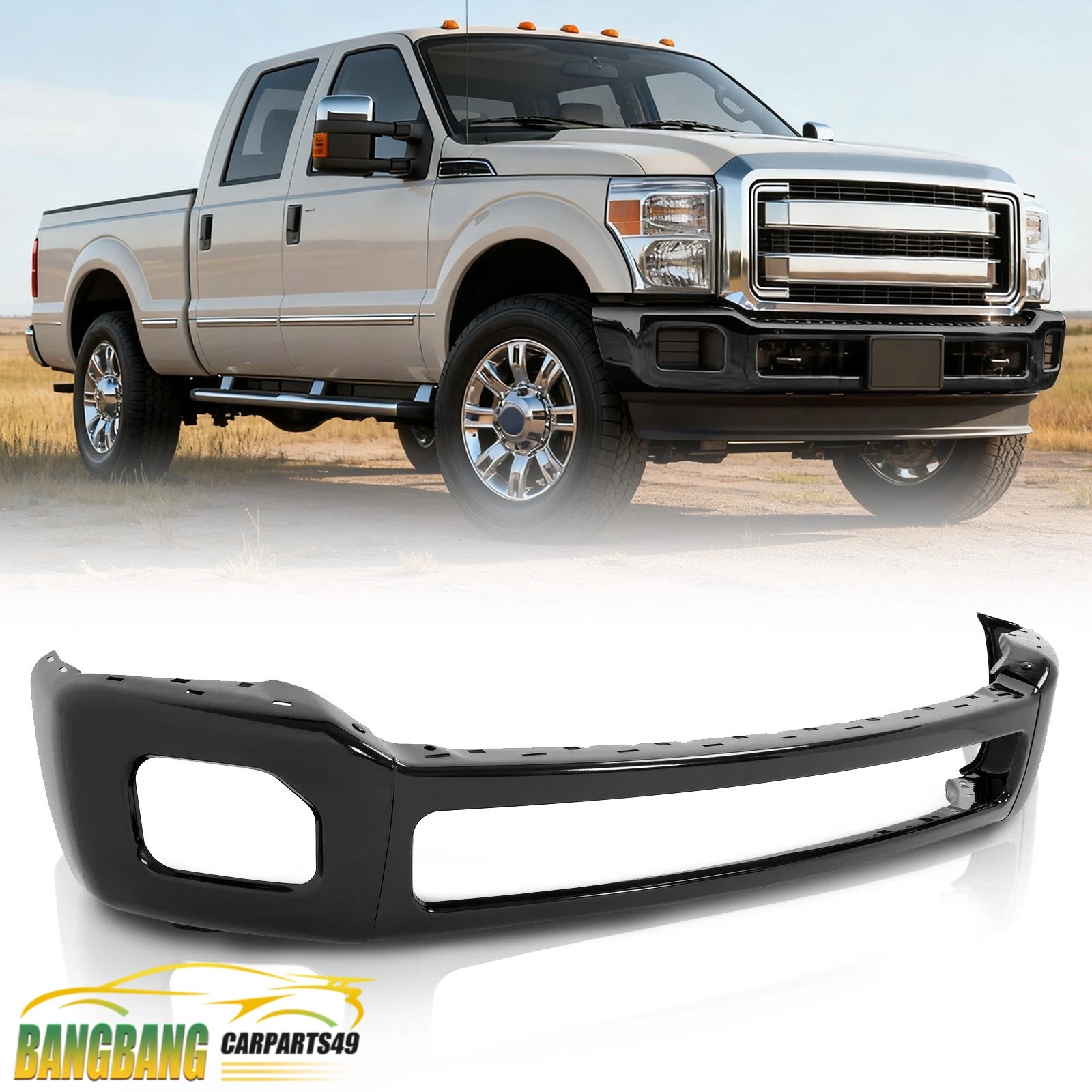 Steel For Ford F250 F350 Super Duty Truck 2011-2016 Black Front Bumper Face Bar