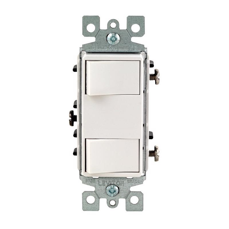 Leviton 01754-0WS White Manual Operation Decora 15A 120V Metal Rocker Switch