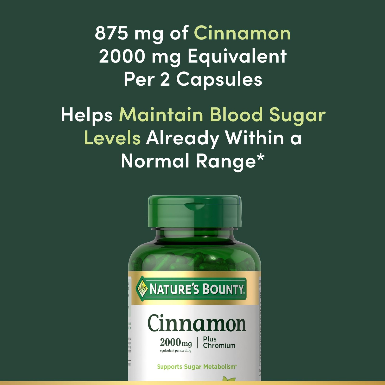 Cinnamon 2000mg Plus Chromium, 60 Capsules