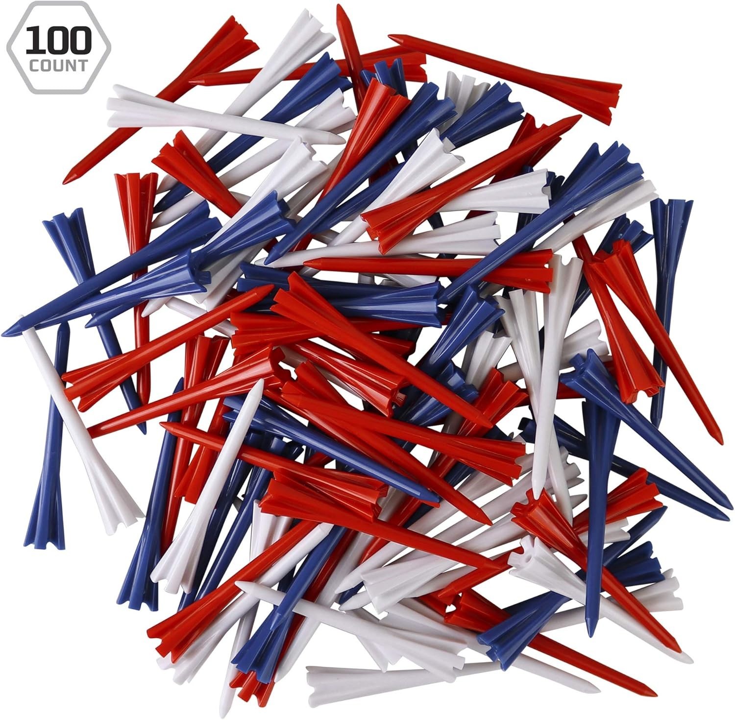 Unbreakable Golf Tees - 100 Pack with Impact Rib Design for Optimal Performance