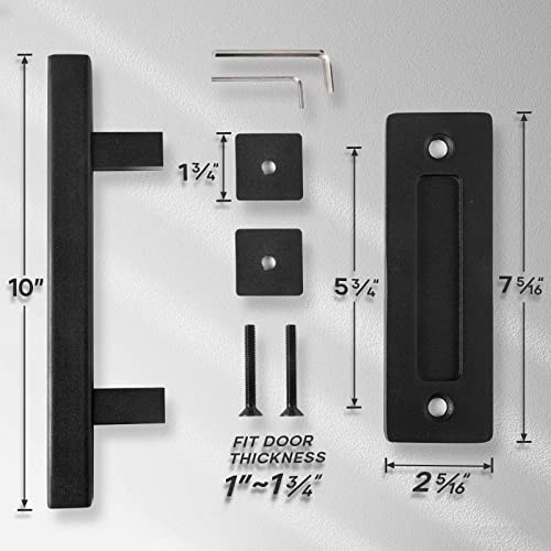 Pack 10" Sliding Barn Door Pull Handle with Flush Hardware, Double Sided, 2