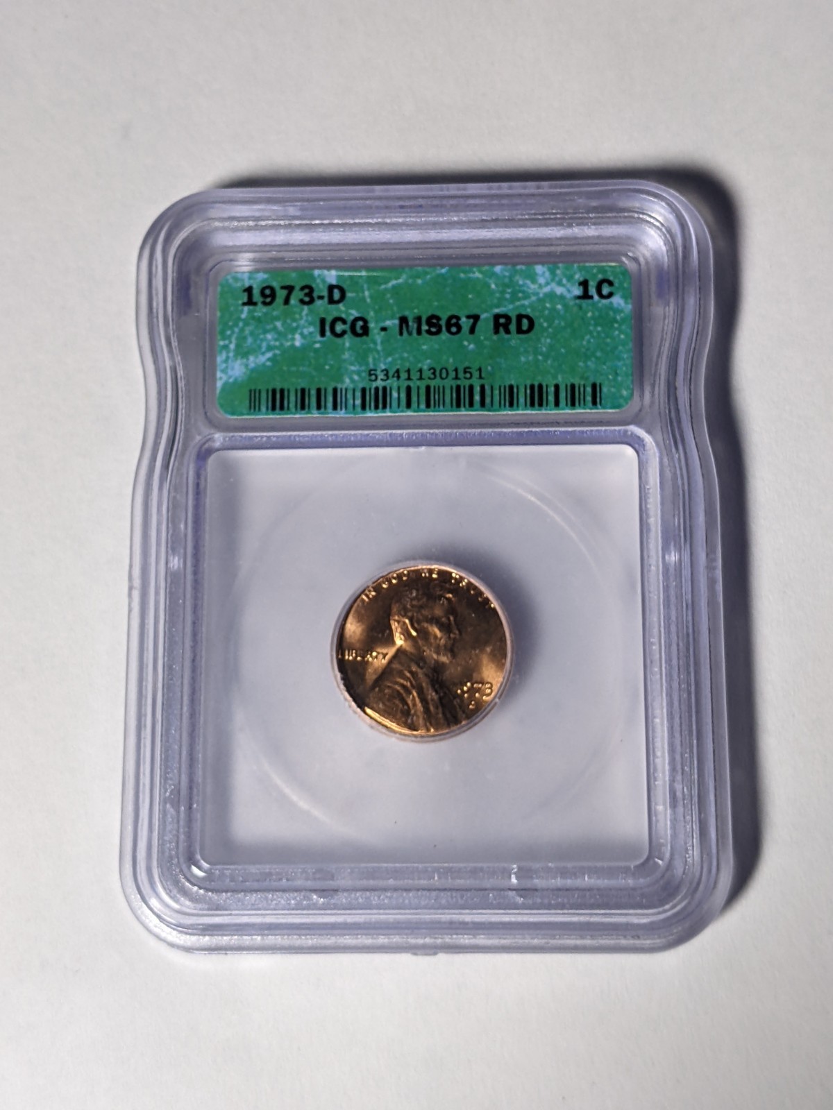 1973D ICG MS67 Red High Grade LINCOLN CENT