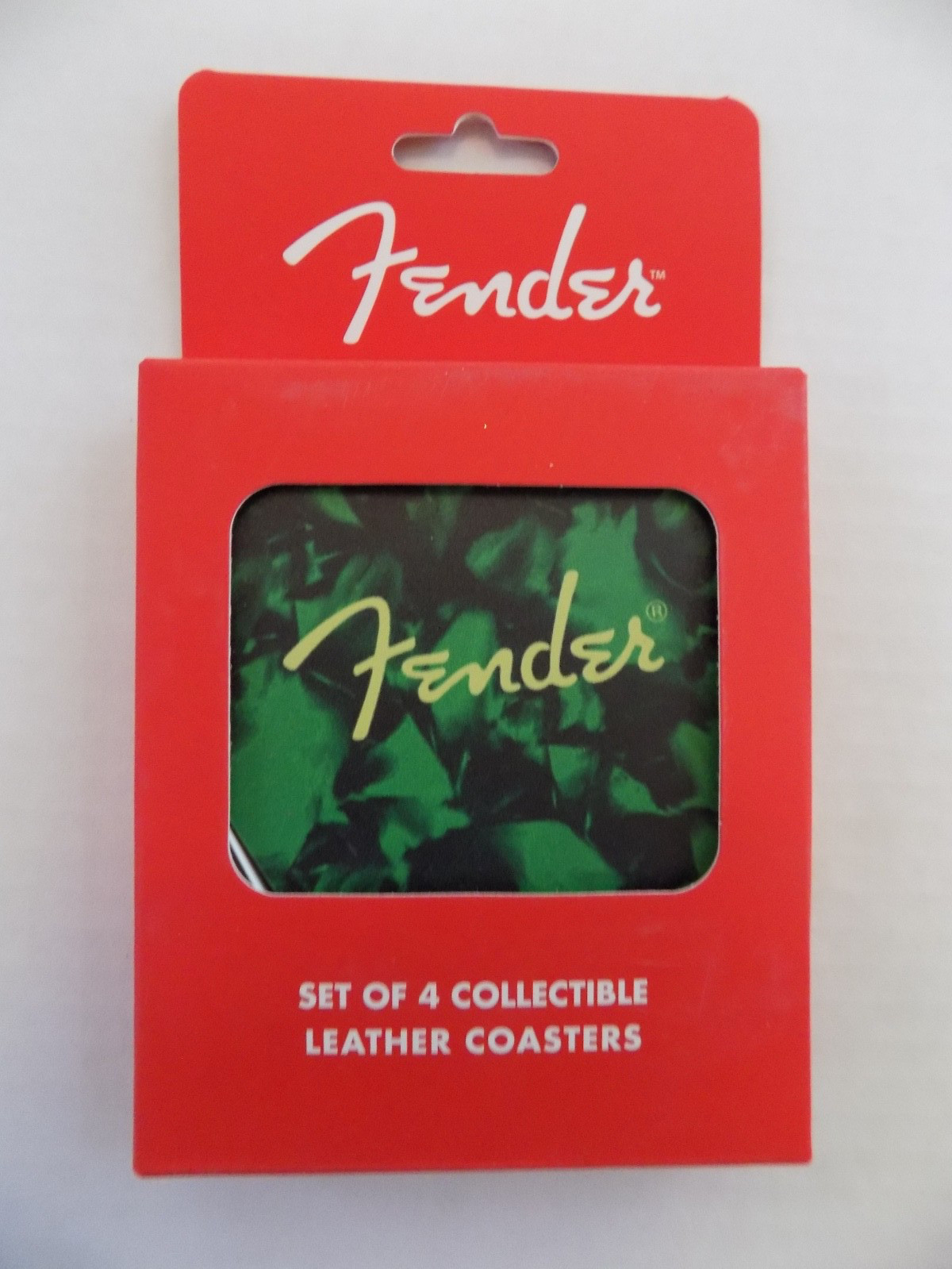 Fender Guitar Pick Leather Coasters 4-Pack Multi-Color Collectible NOS MIP