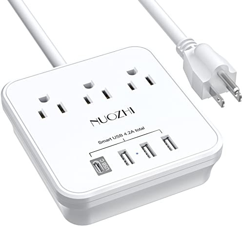 Cruise Essentials,6 Ft Power Strip with 3 Outlets and 4 USB Ports(1 USB C),