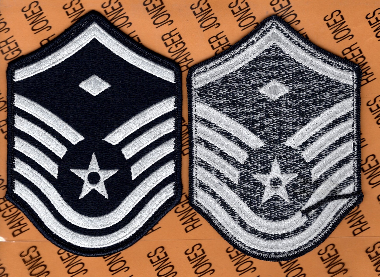 USAF MASTER SERGEANT MSgt E-7 rank w Diamond dress uniform patch set 3 9/16" B