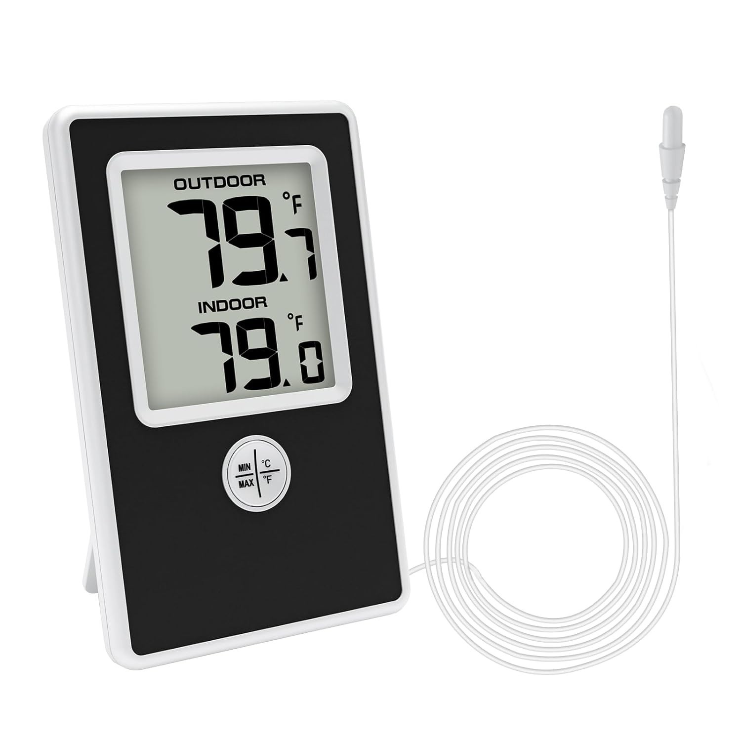 Indoor Outdoor Thermometer Wired, Digital Room Temperature Monitor with Probe Se