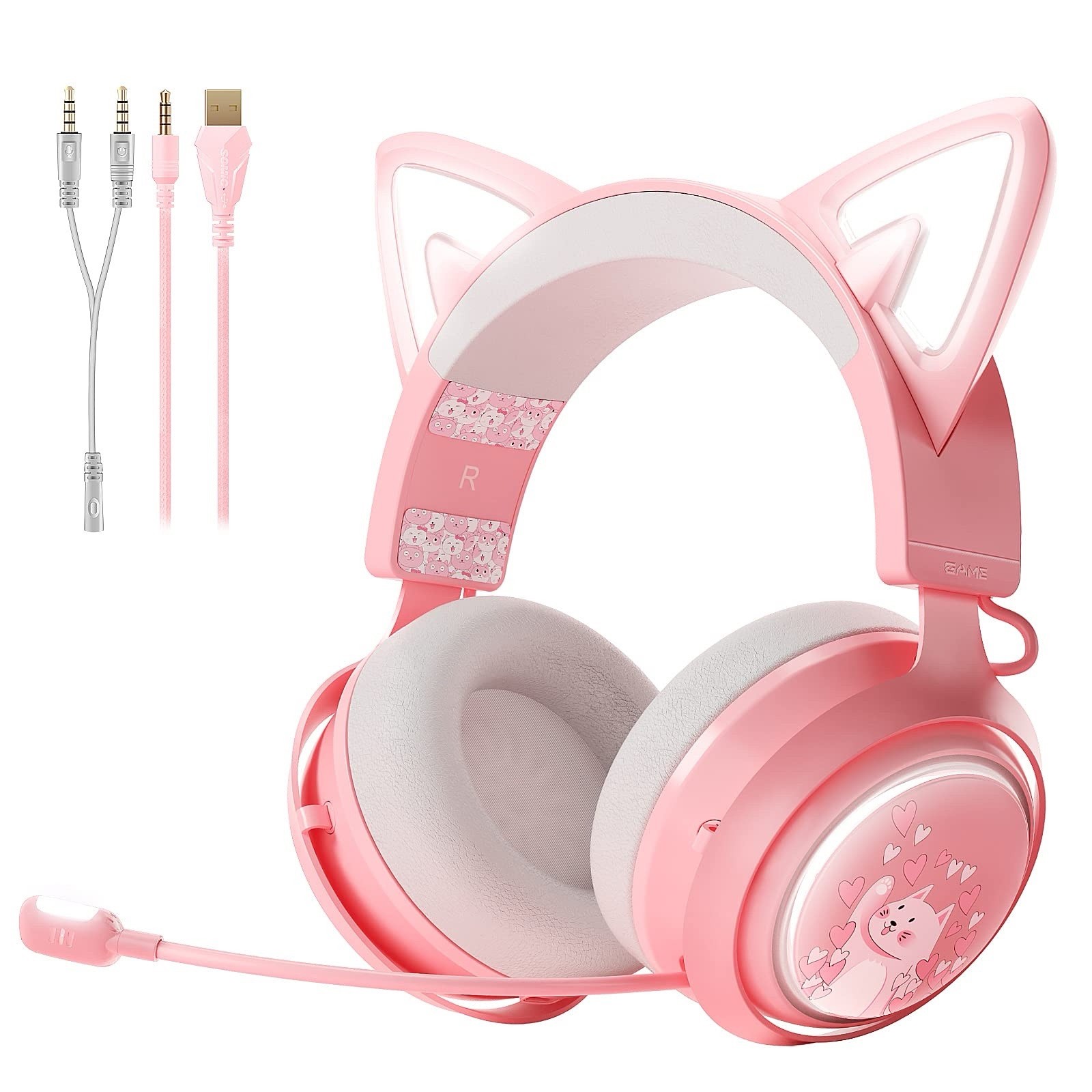 SOMIC GS510 Gaming Headset, Cat Ear Headset PC Gaming Headphones with Retractabl
