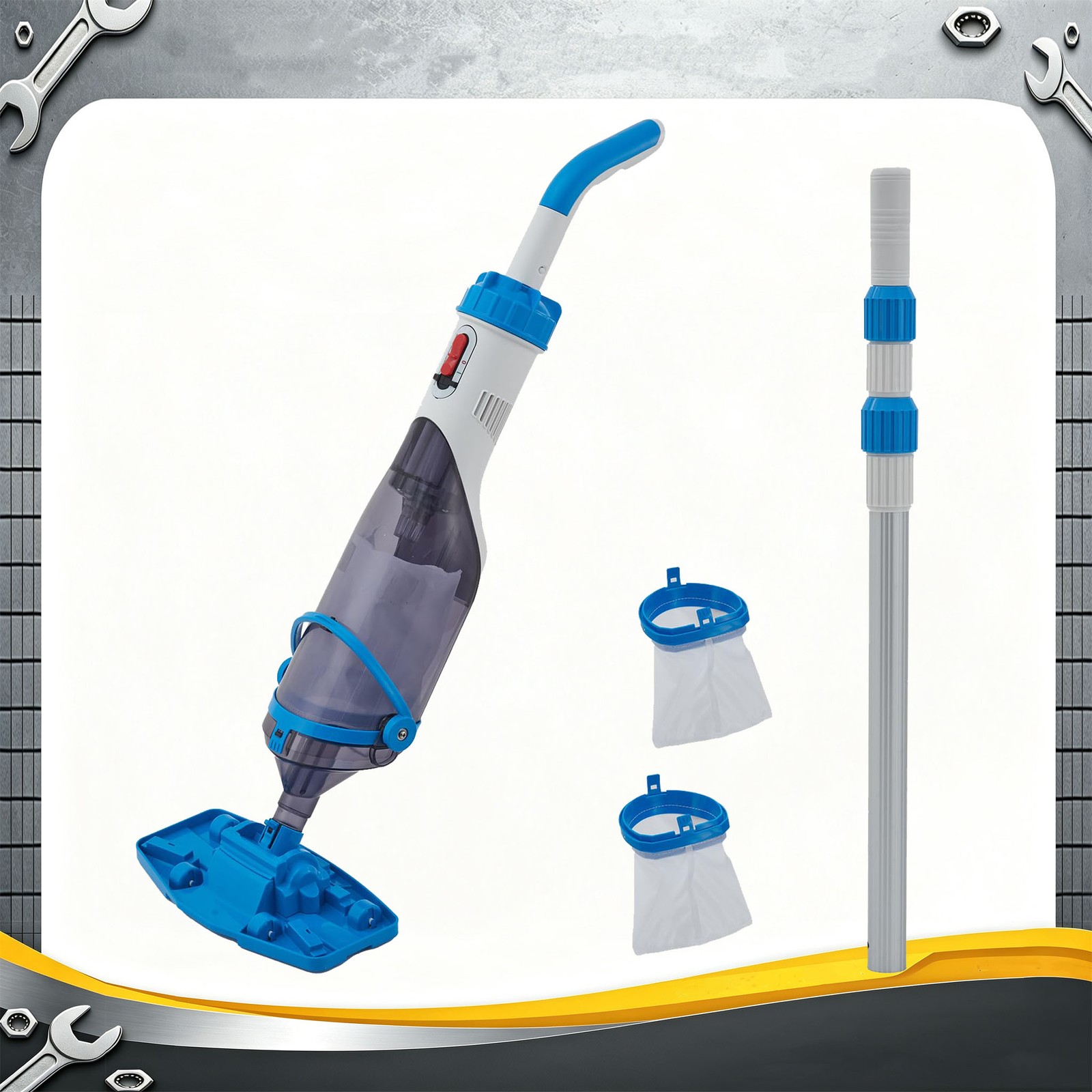 Rechargeable Handheld Swimming Pool Cleaner Pool Vacuum with Telescopic Pole New