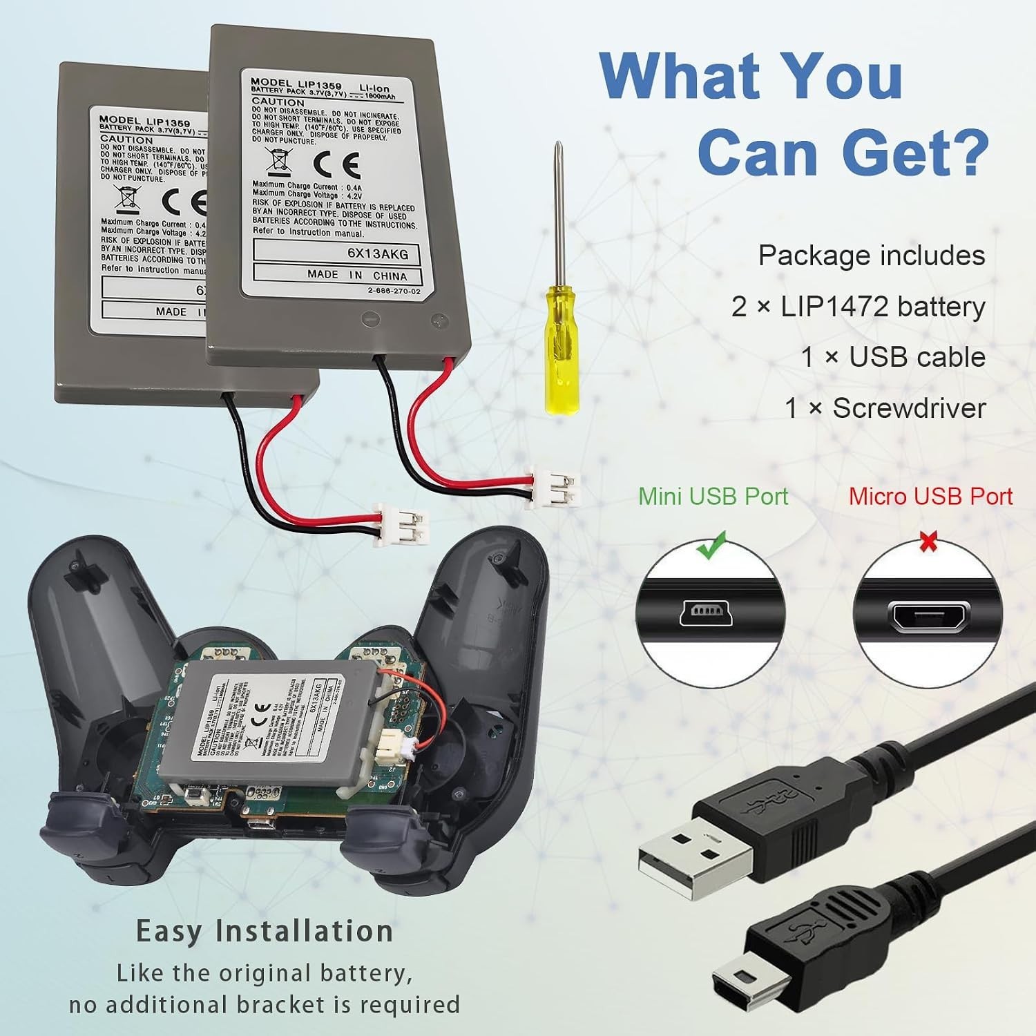 LIP1359 PS3 Controller Battery Replacement: 2 Pack Battery Upgrade for Sony D ✅