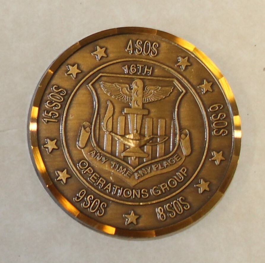 16th Special Operations Group AFSOC Air Force Bronze Challenge Coin