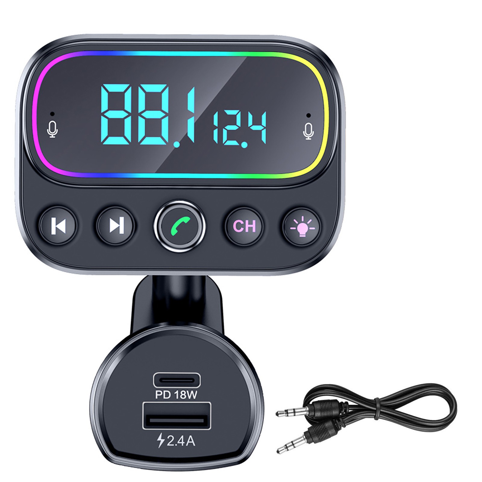 Wireless Bluetooth 5.0 Car FM Transmitter MP3 Radio Adapter Kit 3 USB Charger