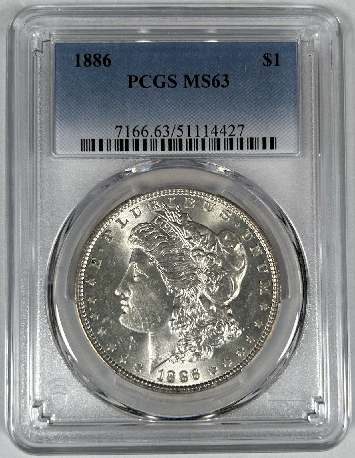 1886 Morgan Silver $1 Dollar Coin PCGS MS 63