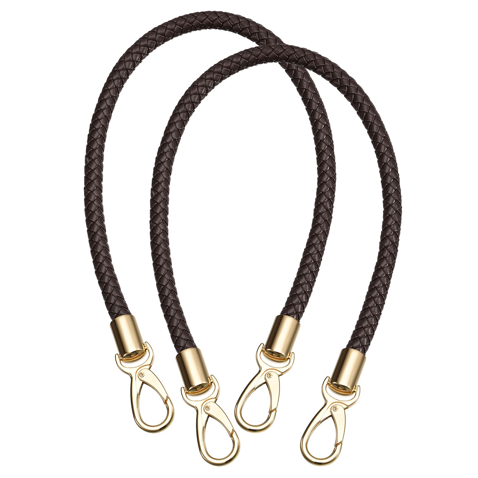 2Pcs 60cm/23.6" Braided Leather Purse Replacement Strap for Handbag, Brown
