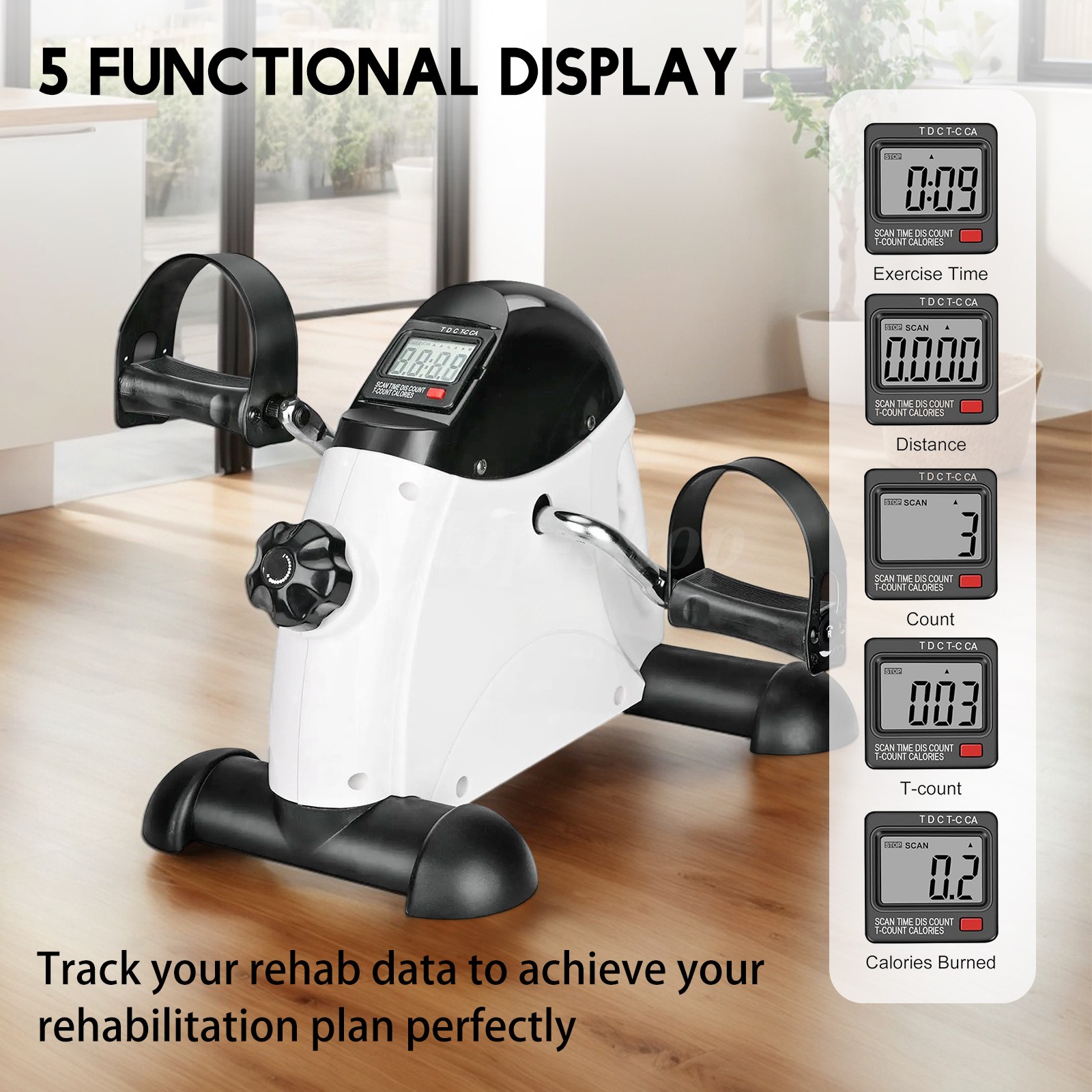 Under Desk Bike Pedal Exerciser Mini Exercise Bike for Arm Leg Exercise + Mat