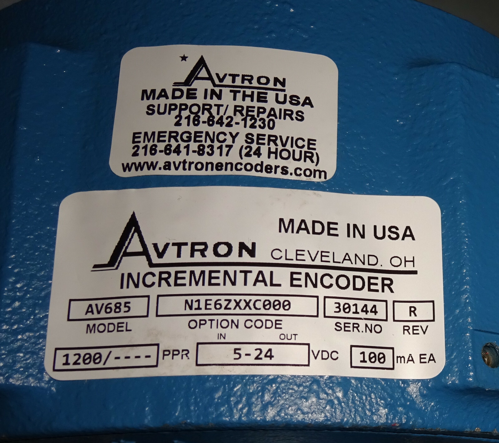 Avtron AV685N1E6ZXXC000 Incremental Encoder AV685 1200 PPR