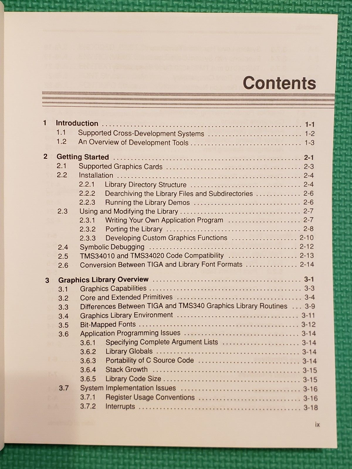 Texas Instrument TMS340 FAMILY GRAPHICS LIBRARY Users Guide - 1990