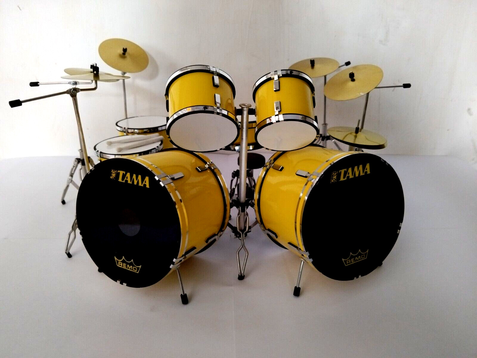 Miniature Drum Set Kit Tama Lars Ulrich Metalica Yellow Mini Replica 1/6