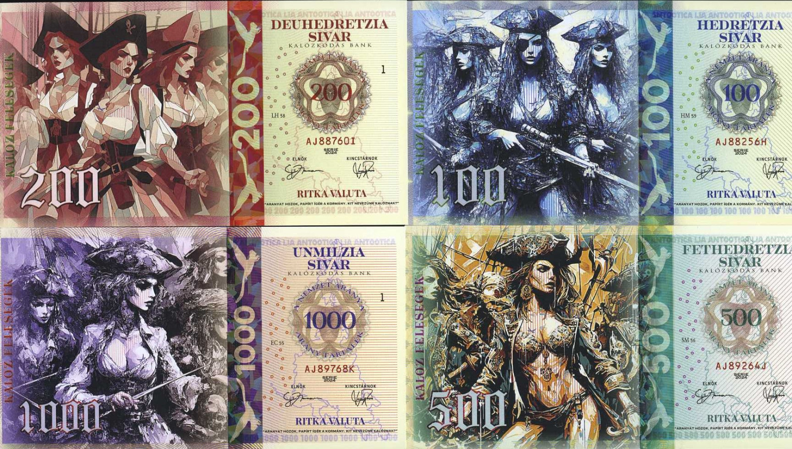 Set, Lia Antootica, 100-200-500-1000 Sivar, 2024 Polymer, Fantasy Pirate Wives F