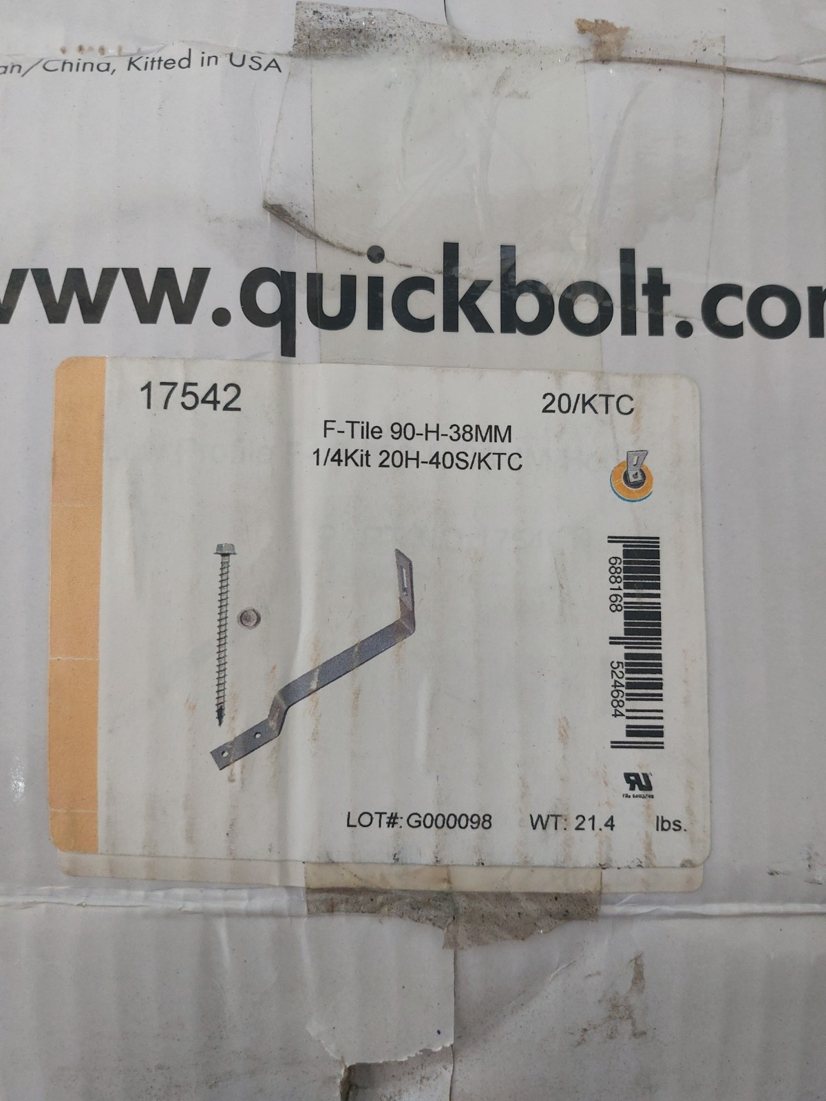 QUICKBOLT 17542 F-TILE 90-H-38MM 1/4-KIT (20-PCS)
