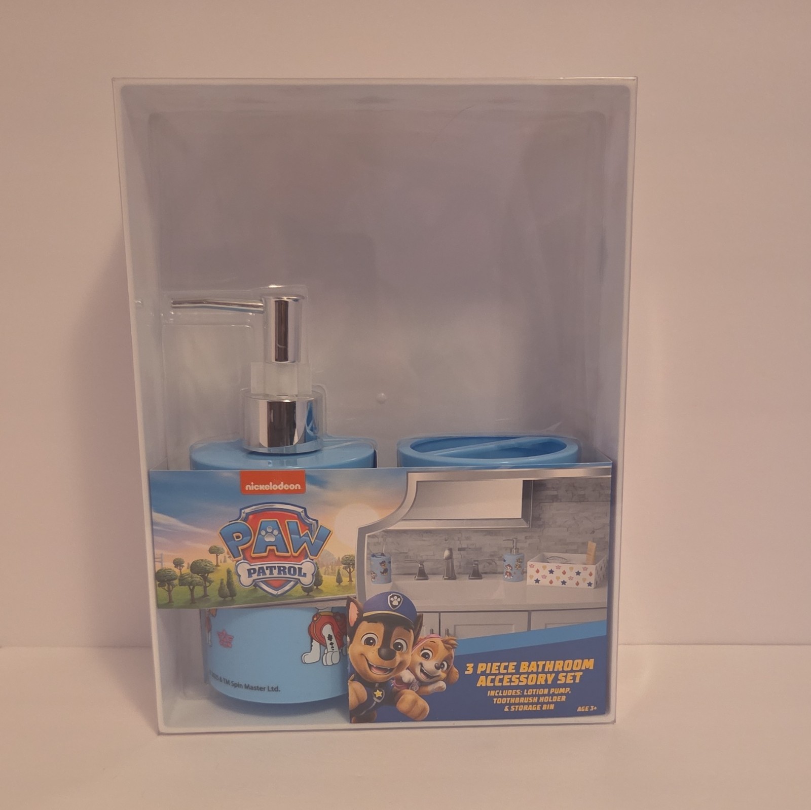 Nickelodeon PAW Patrol 3pc Bathroom Set Lotion Pump/Holder/Bin Plastic
