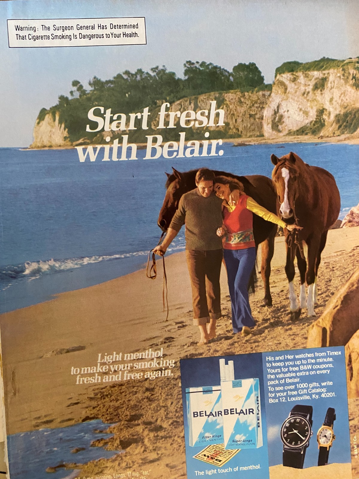 Belair Cigarettes, Bel Air, Full Page Vintage Print Ad