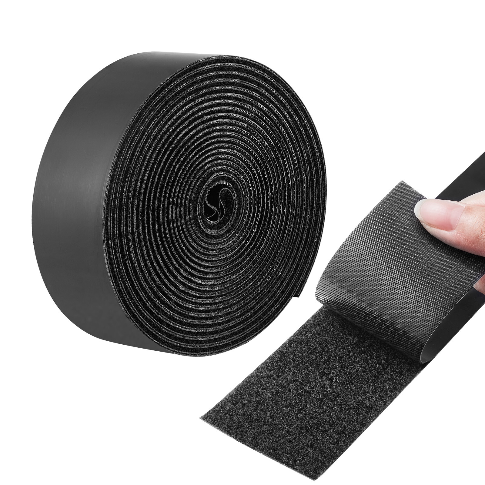Uimoso 15ft x 2in Hook Loop Tape & 16.4ft x 0.94in Double-Side Strips Black+Red
