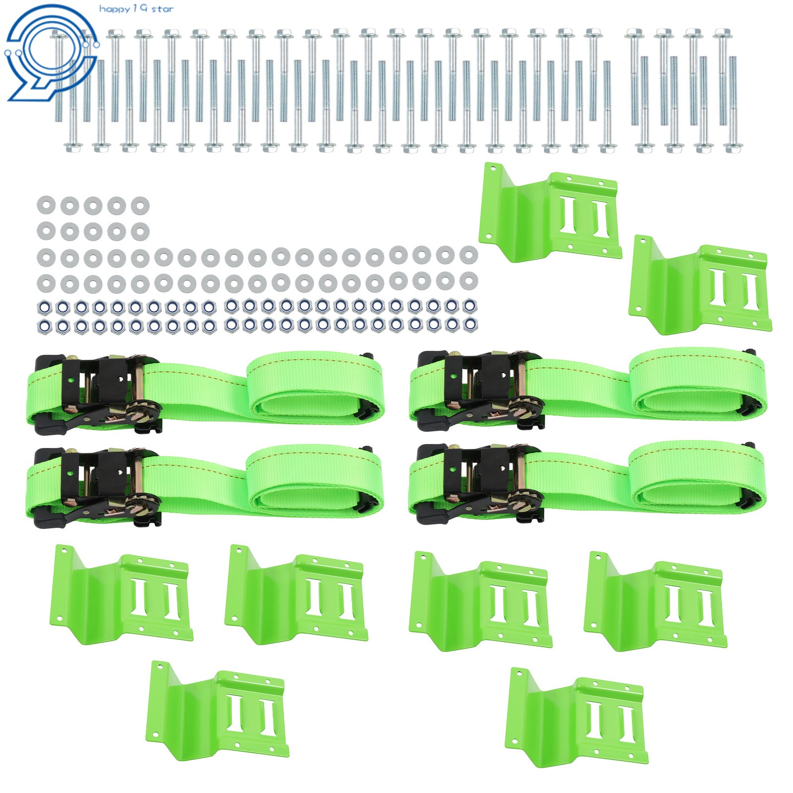 Heavy Duty Wheel Chock Tie Down Straps Set 2" x 8' Trailer Tire Straps