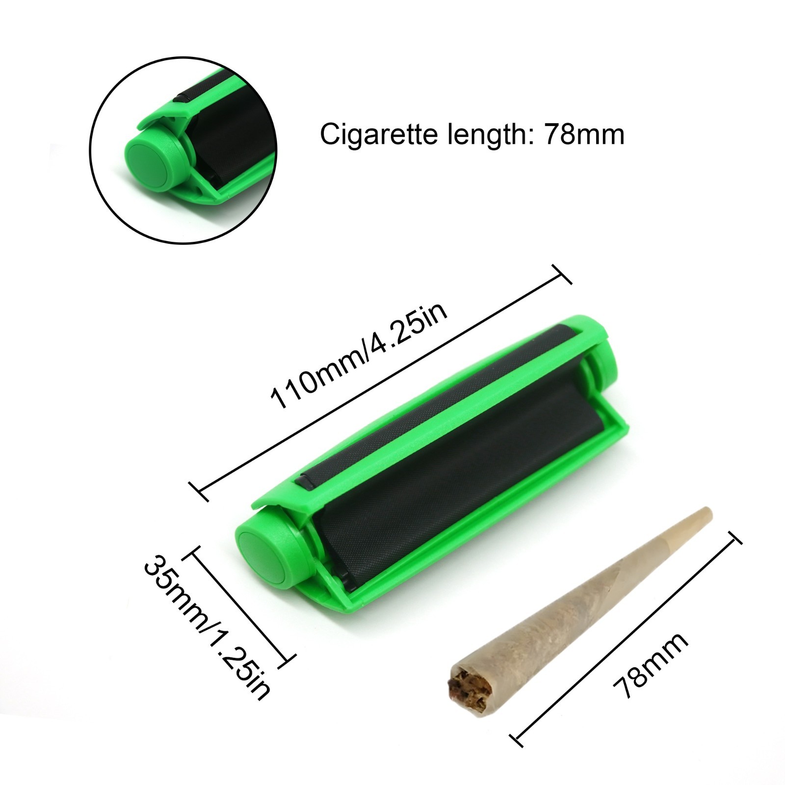 Green Cigarette Roller Tobacco Rolling Machine Manual Size 78mm Cigarette Making