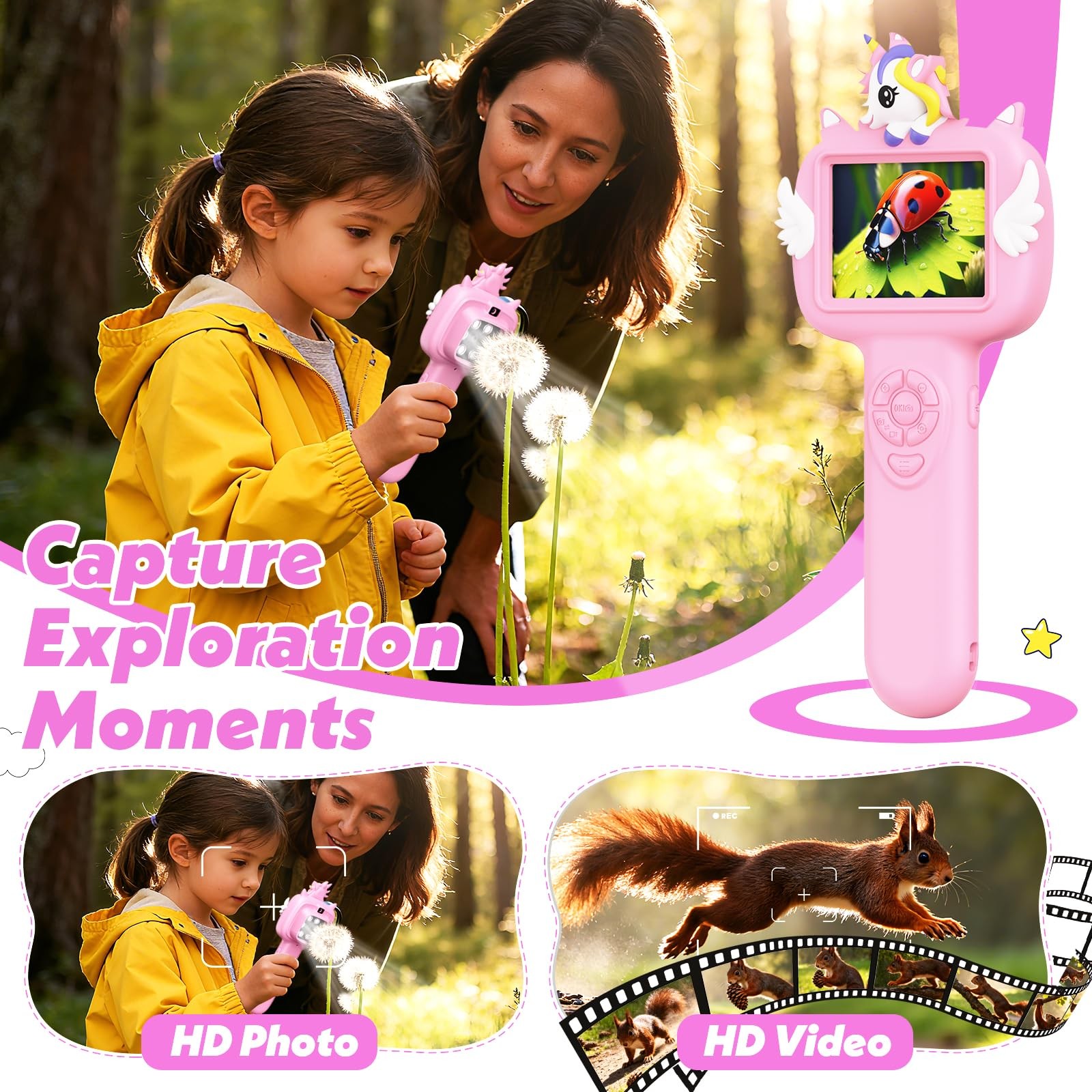 Microscope for Kids Gifts Toys Science, Mini Handheld Digital Pocket Microscope