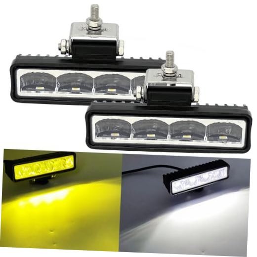LED White/Yellow Dual Color Fog Lights Driving Lights Bar 2Pcs White+Yellow