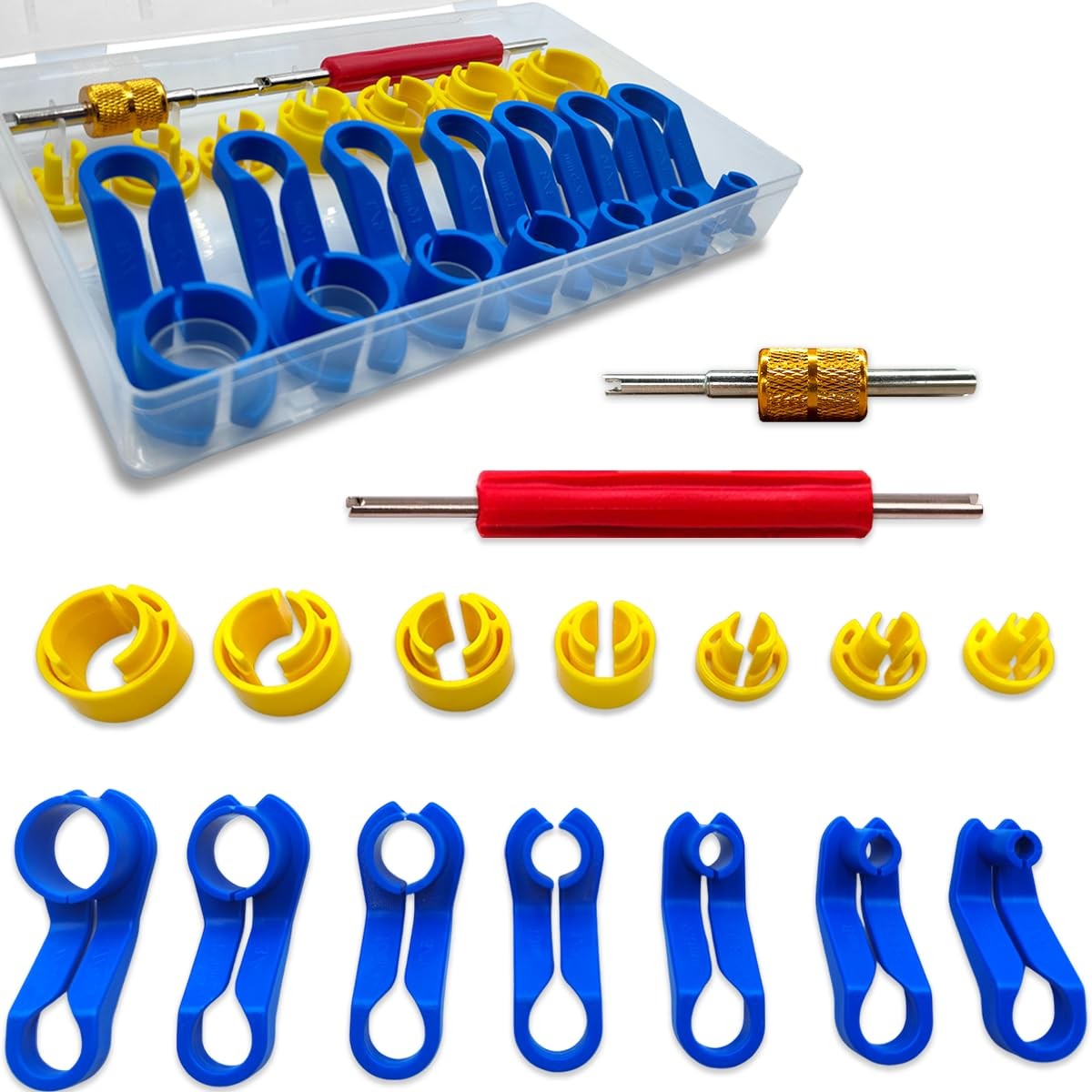 DUSCOKE 16PCS Car AC Fuel Line Disconnect Tool 4.88×0.23 inch, Multicolor